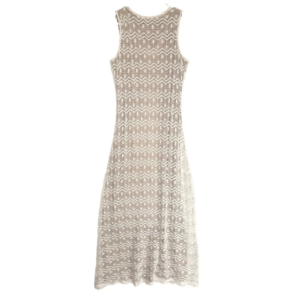 Sharagano Crochet Lace Overlay Nude Illusion Maxi Sheath Tank Dress Womens 10 L - Picture 5 of 14
